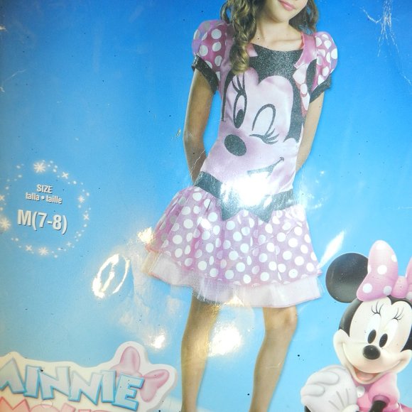 Minnie Mouse Girl’s Costume Pink/white Med 7-8 By Disguise & Disney NWT! - Picture 3 of 12